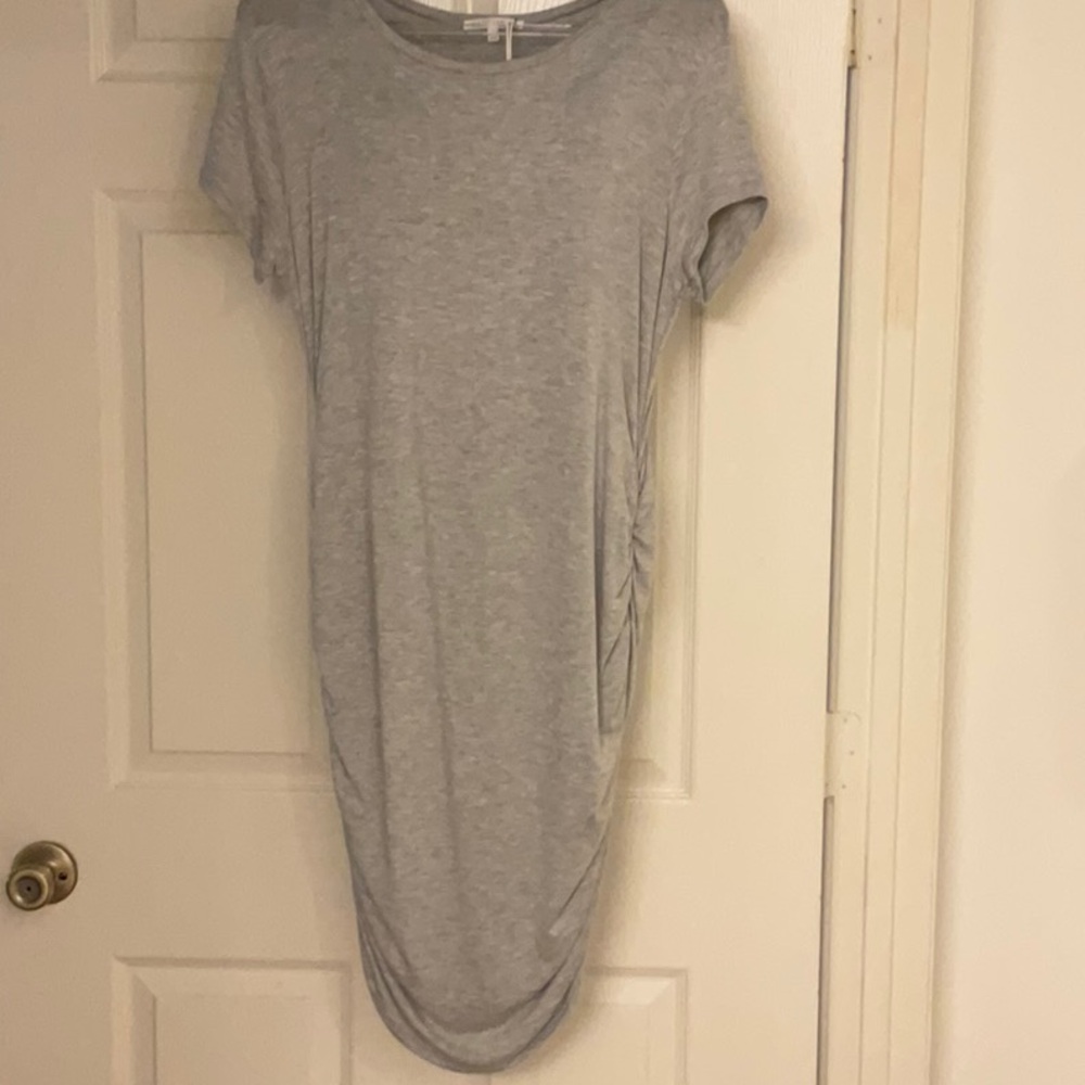 Gray Ruched T-Shirt Dress